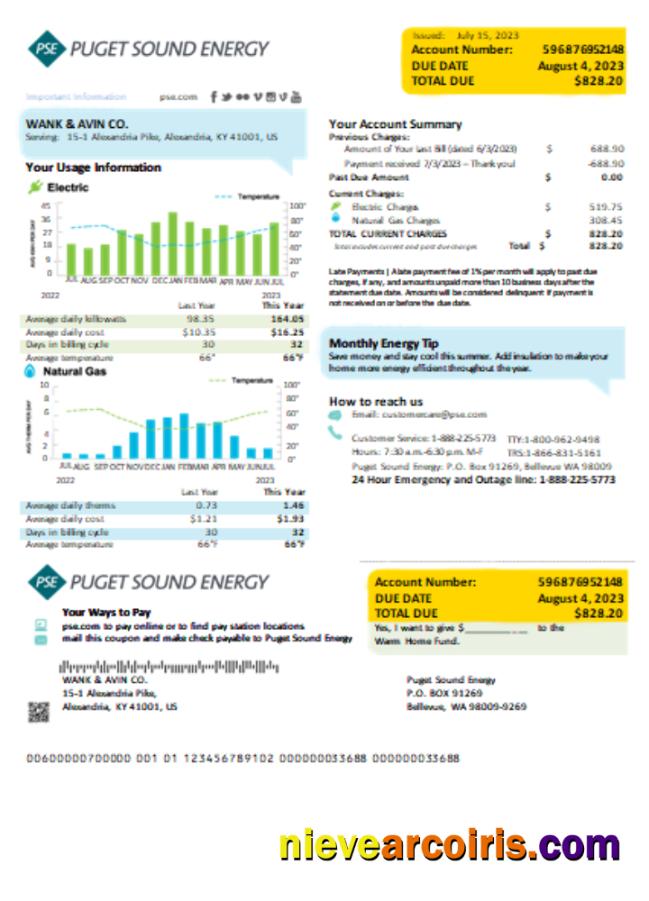 Washington Puget Sound Energy utility business bill